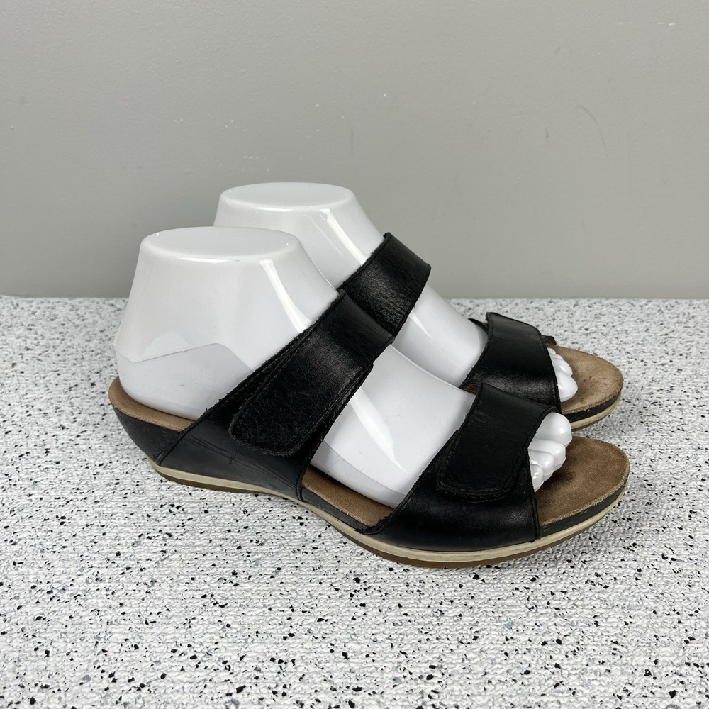 Dansko Vienna Slide Sandals Womens EU 38 US 7.5-8 Black Leather Comfort Shoes